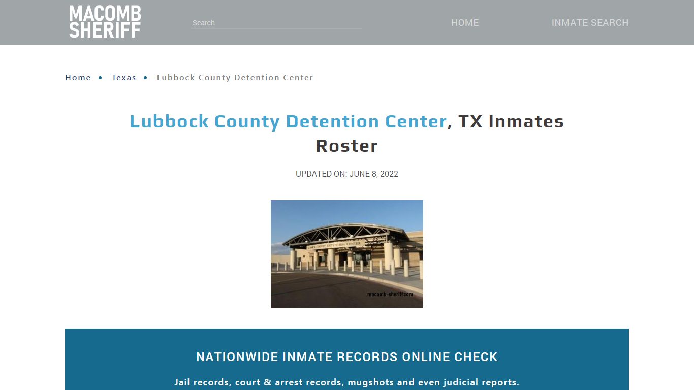 Lubbock County Detention Center, TX Jail Roster, Name Search