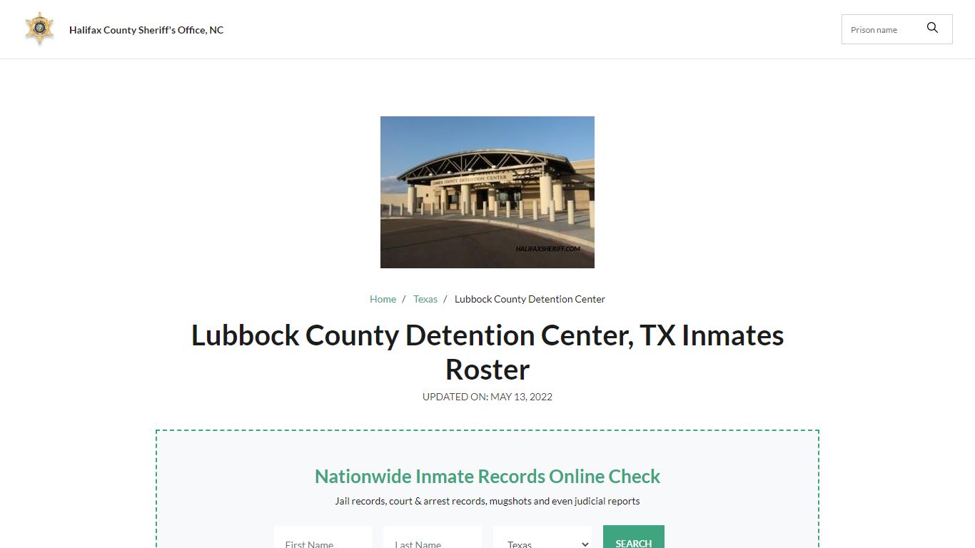 Lubbock County Detention Center, TX Jail Roster, Name Search